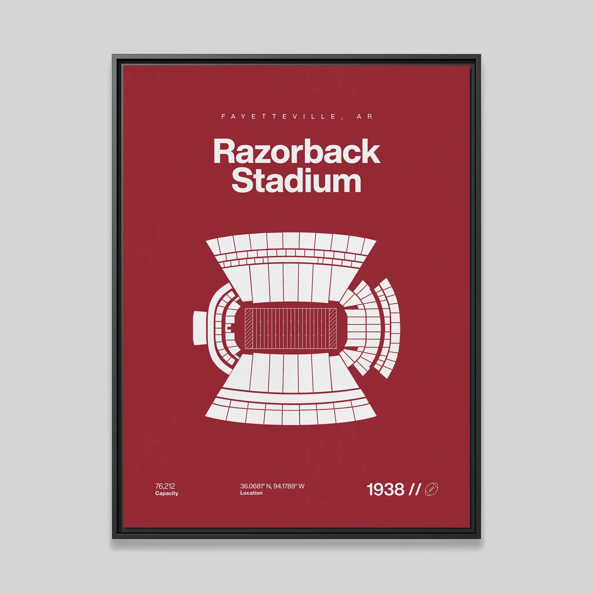 Arkansas College Football Stadium Bold Canvas Art