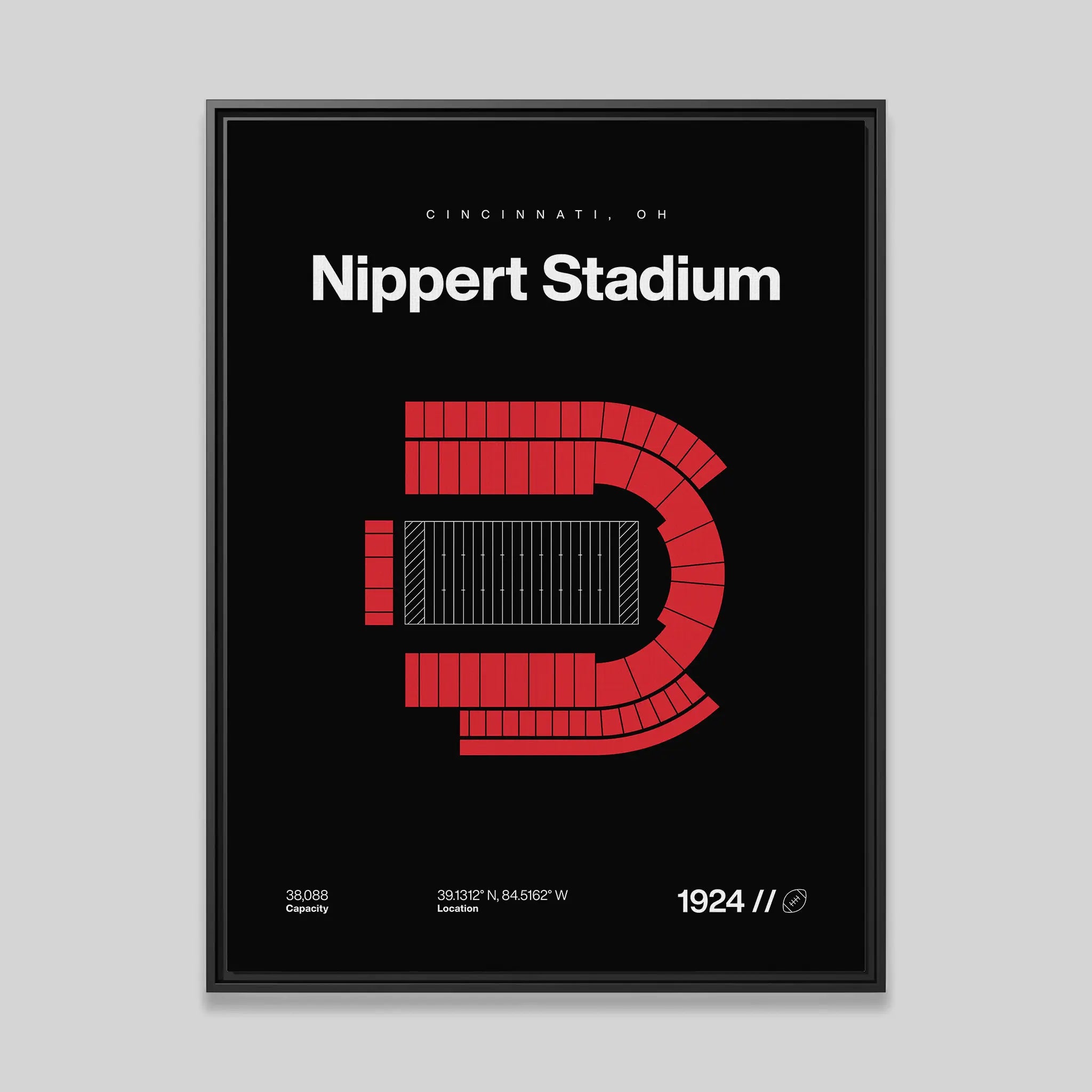 Cincinnati College Football Stadium Bold Canvas Art