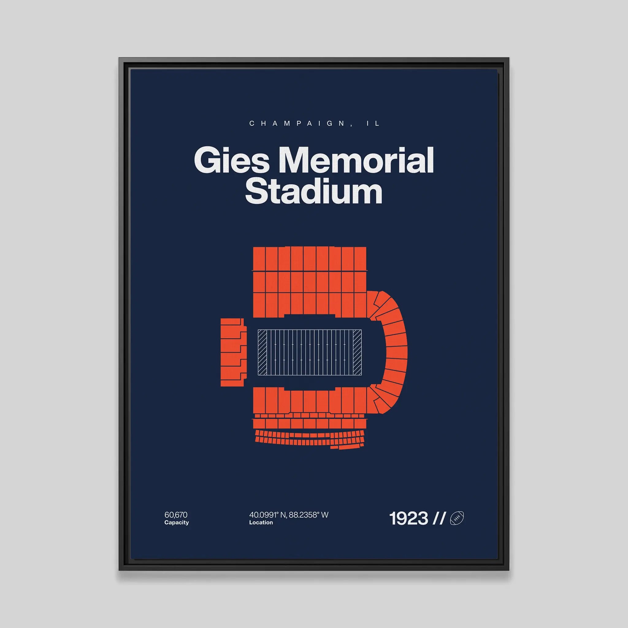 Illinois College Football Stadium Bold Canvas Art