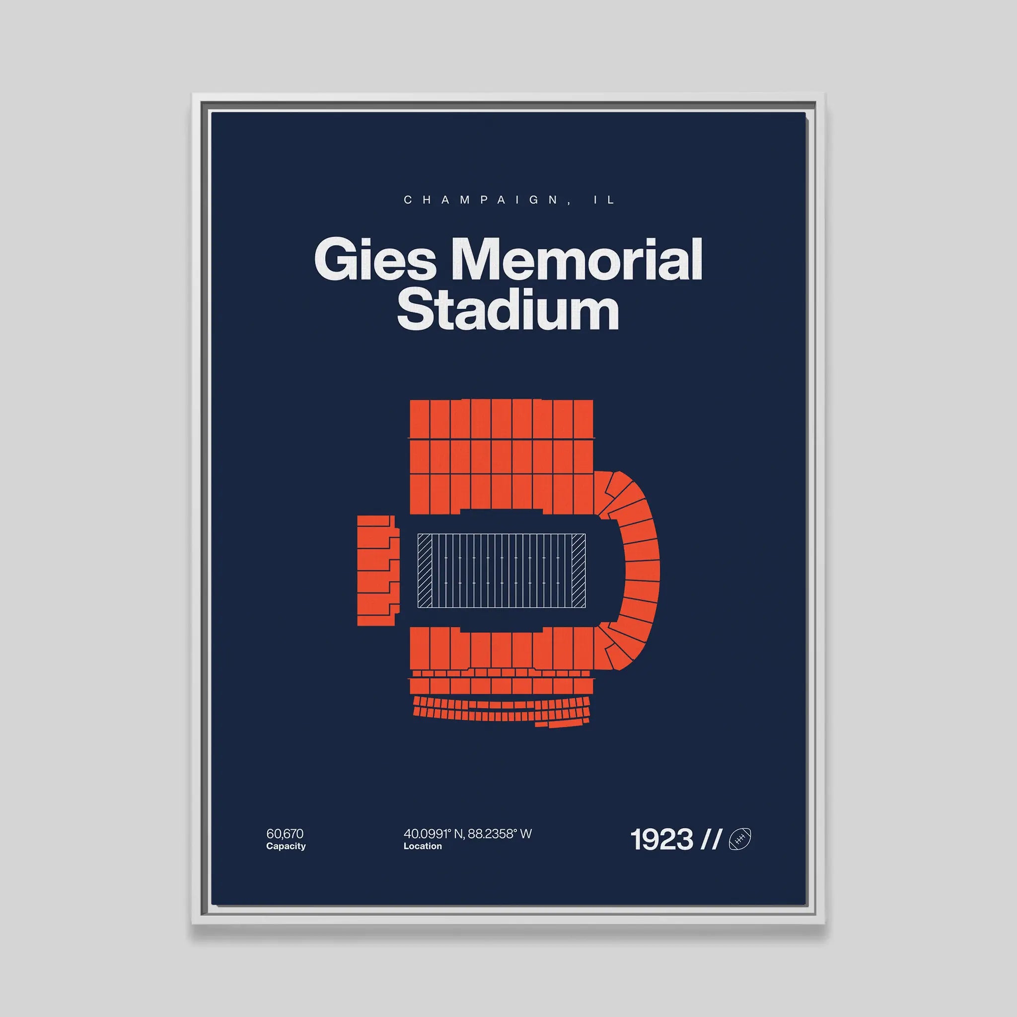 Illinois College Football Stadium Bold Canvas Art