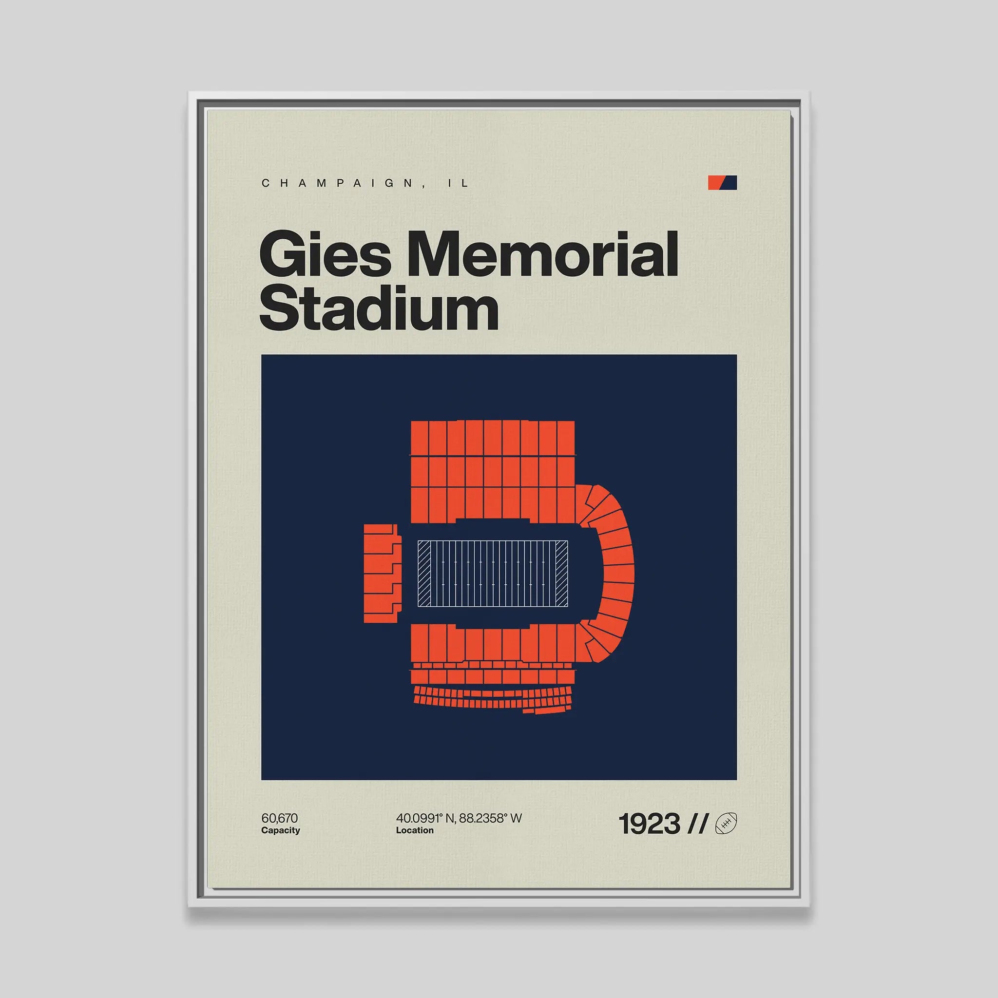 Illinois College Football Stadium Canvas Art
