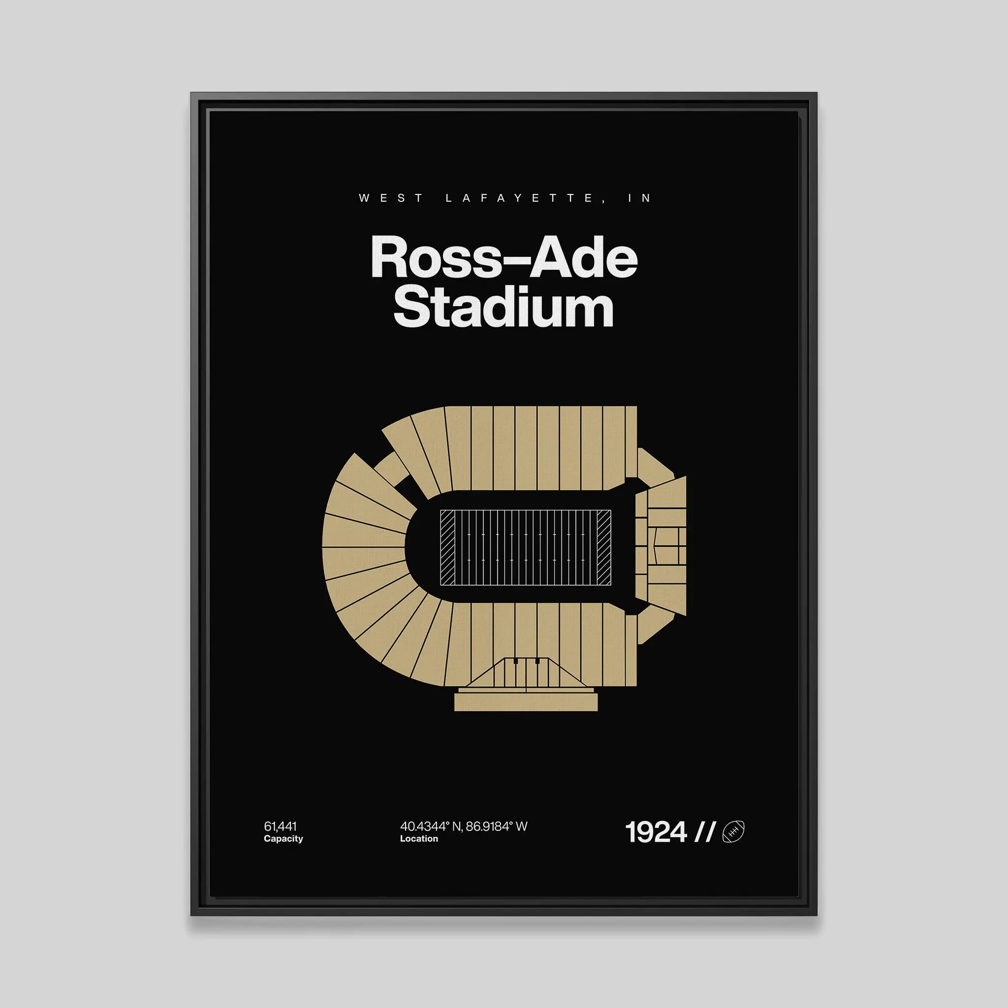 West Lafayette College Football Stadium Bold Canvas Art