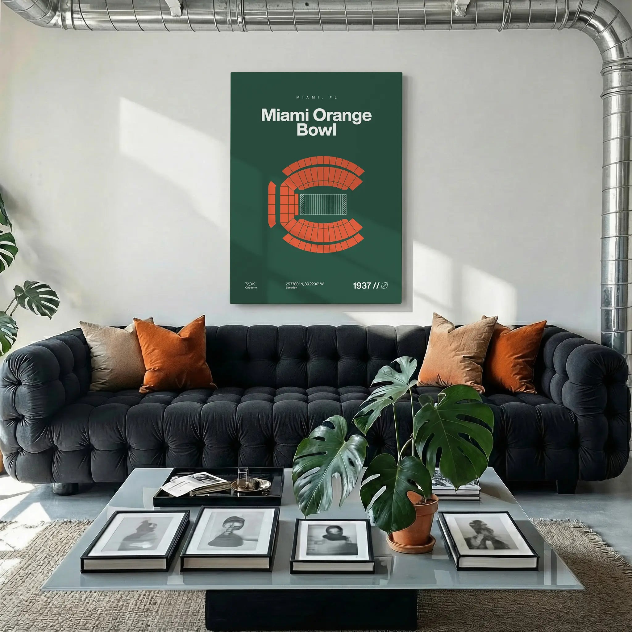 Miami College Football Retro Stadium Bold Canvas Art