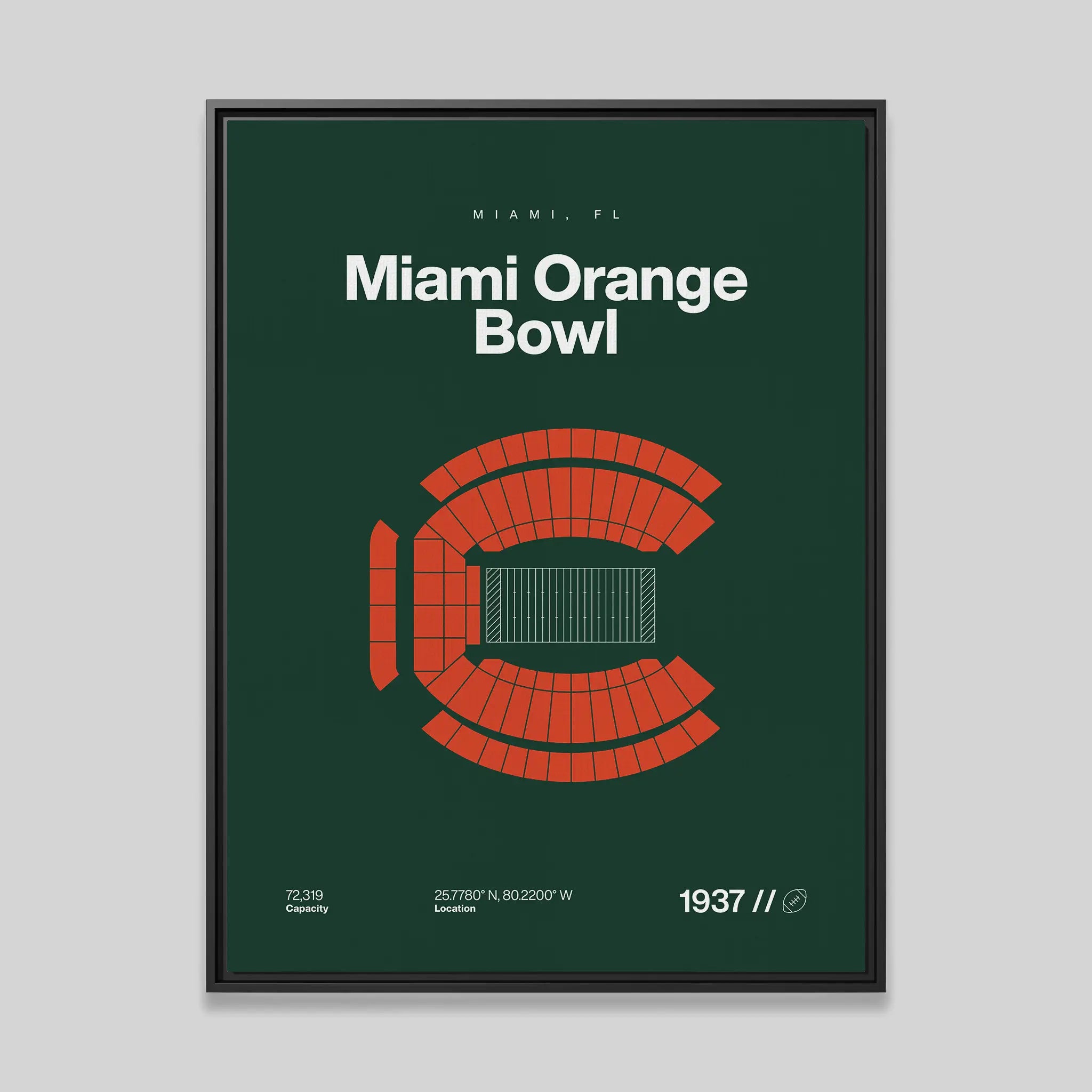 Miami College Football Retro Stadium Bold Canvas Art