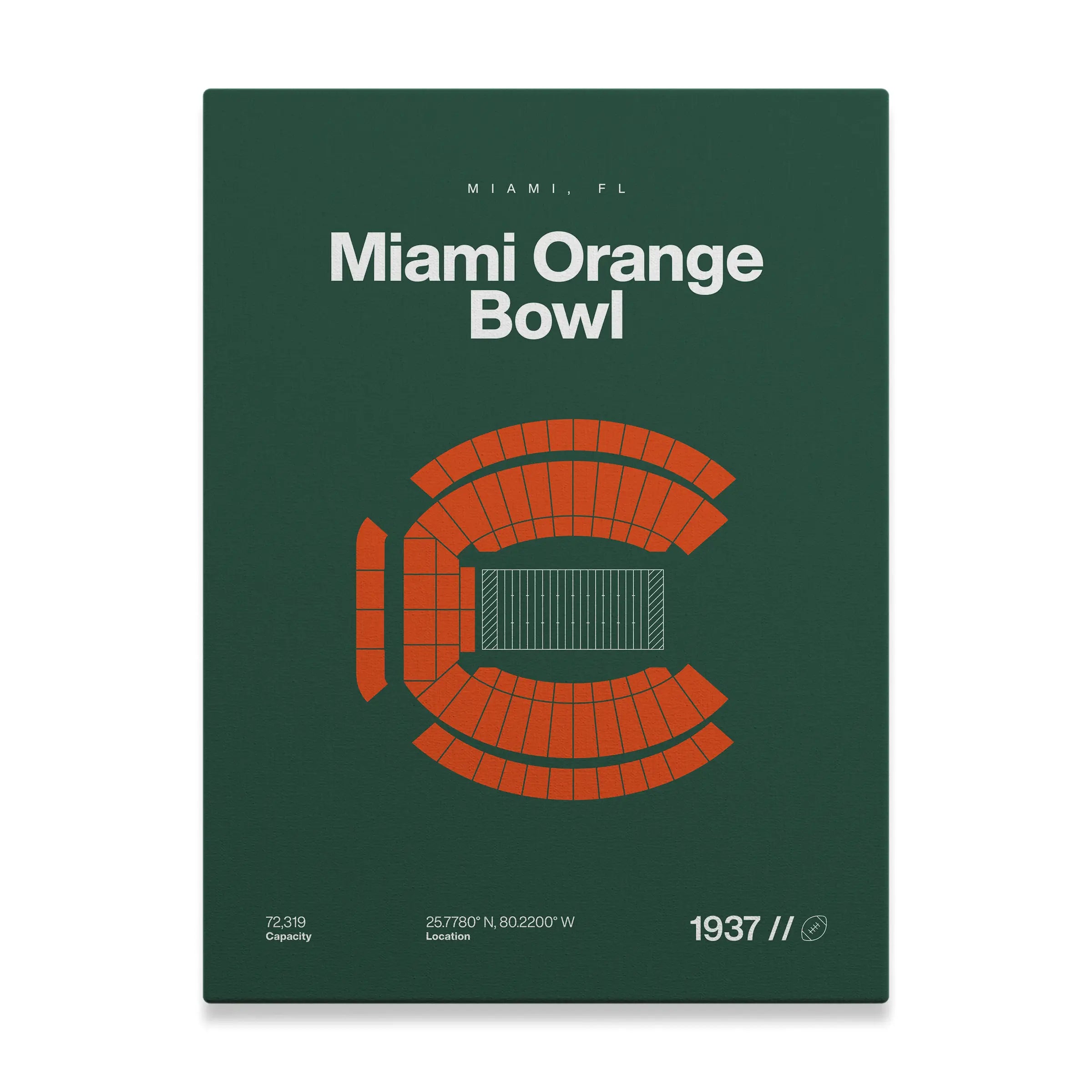 Miami College Football Retro Stadium Bold Canvas Art