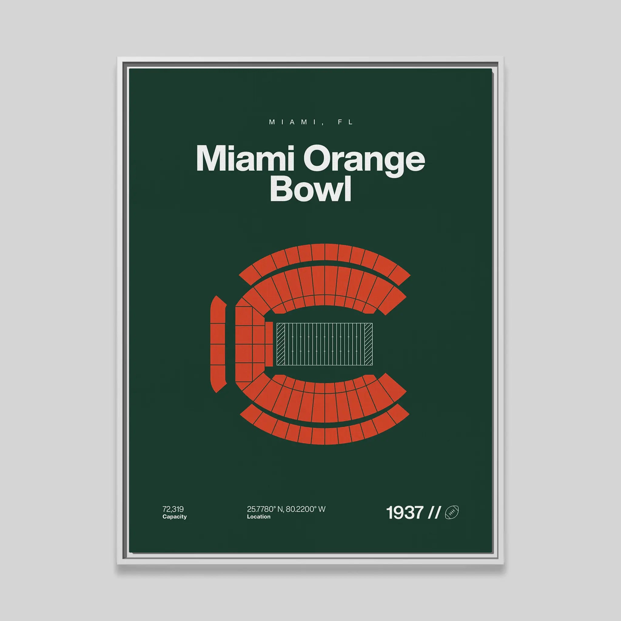 Miami College Football Retro Stadium Bold Canvas Art