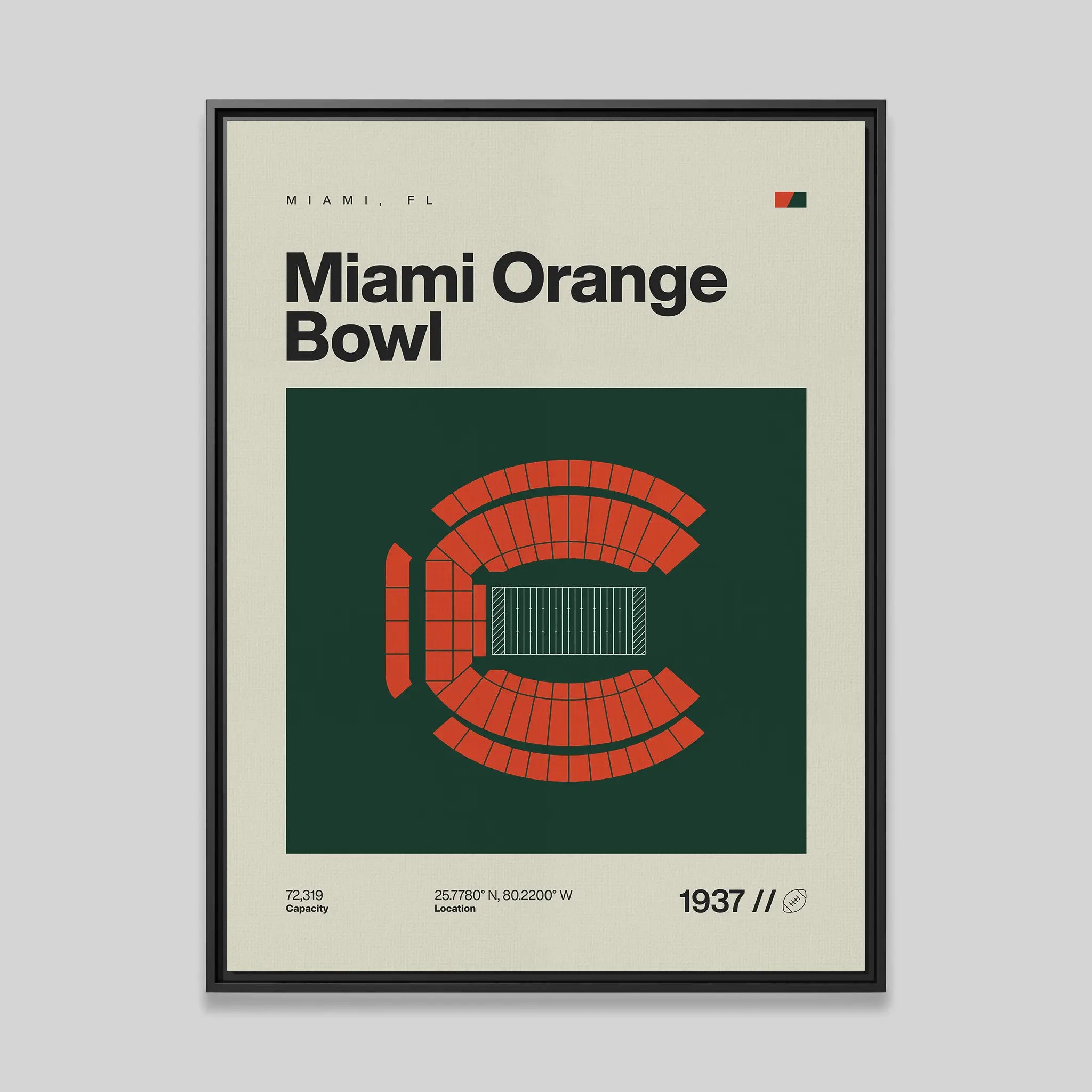 Miami College Football Retro Stadium Canvas Art