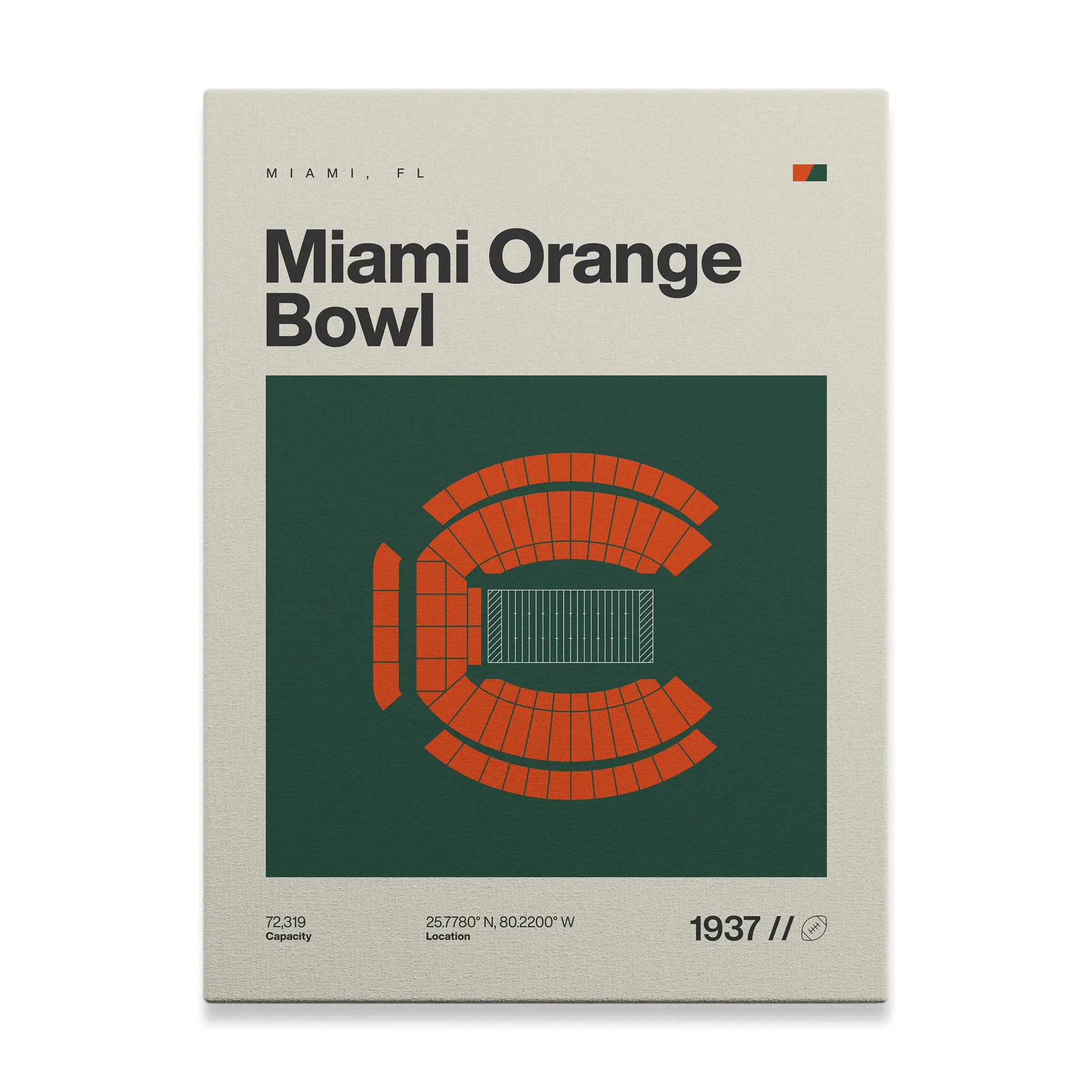 Miami College Football Retro Stadium Canvas Art