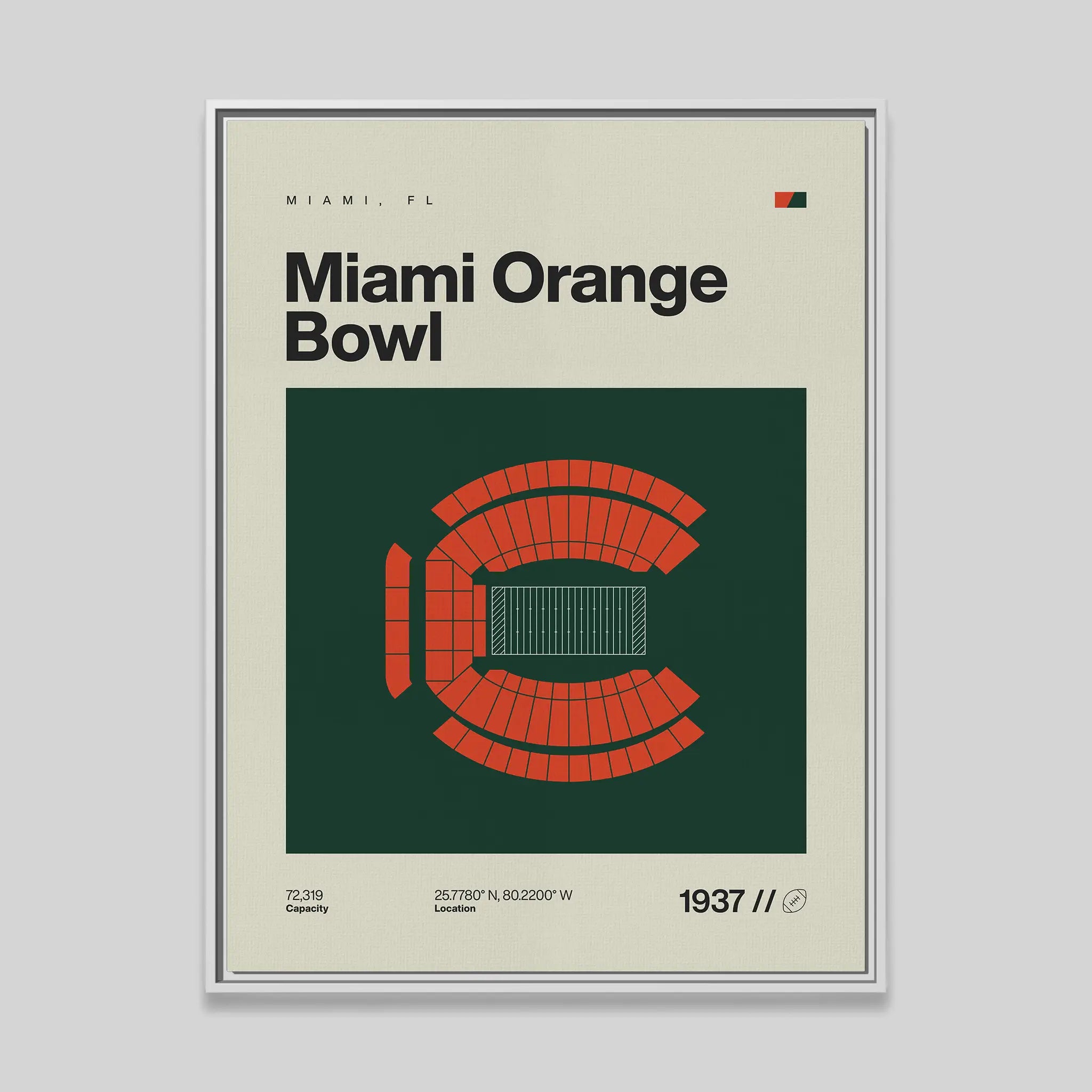 Miami College Football Retro Stadium Canvas Art