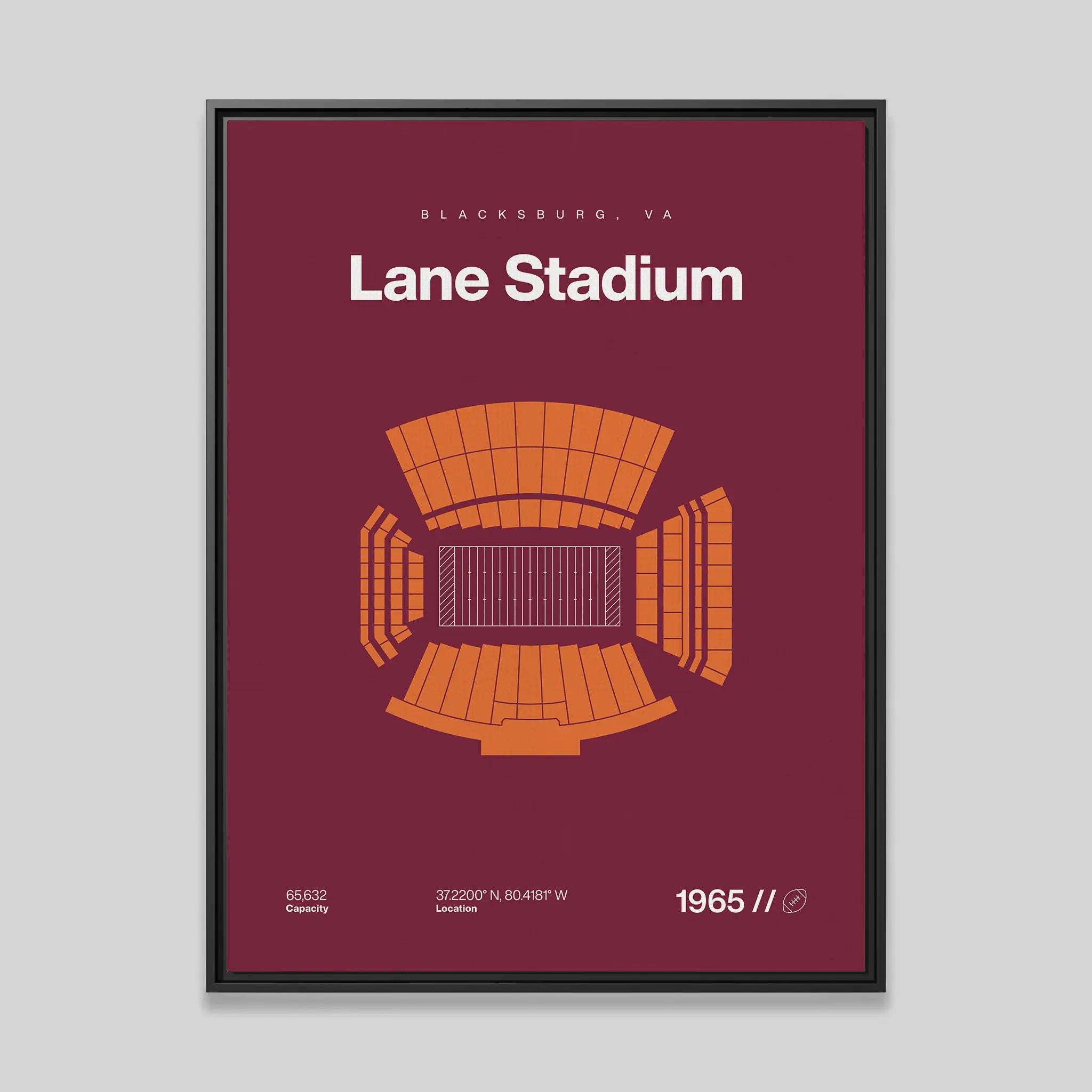 Virginia T. College Football Stadium Bold Canvas Art