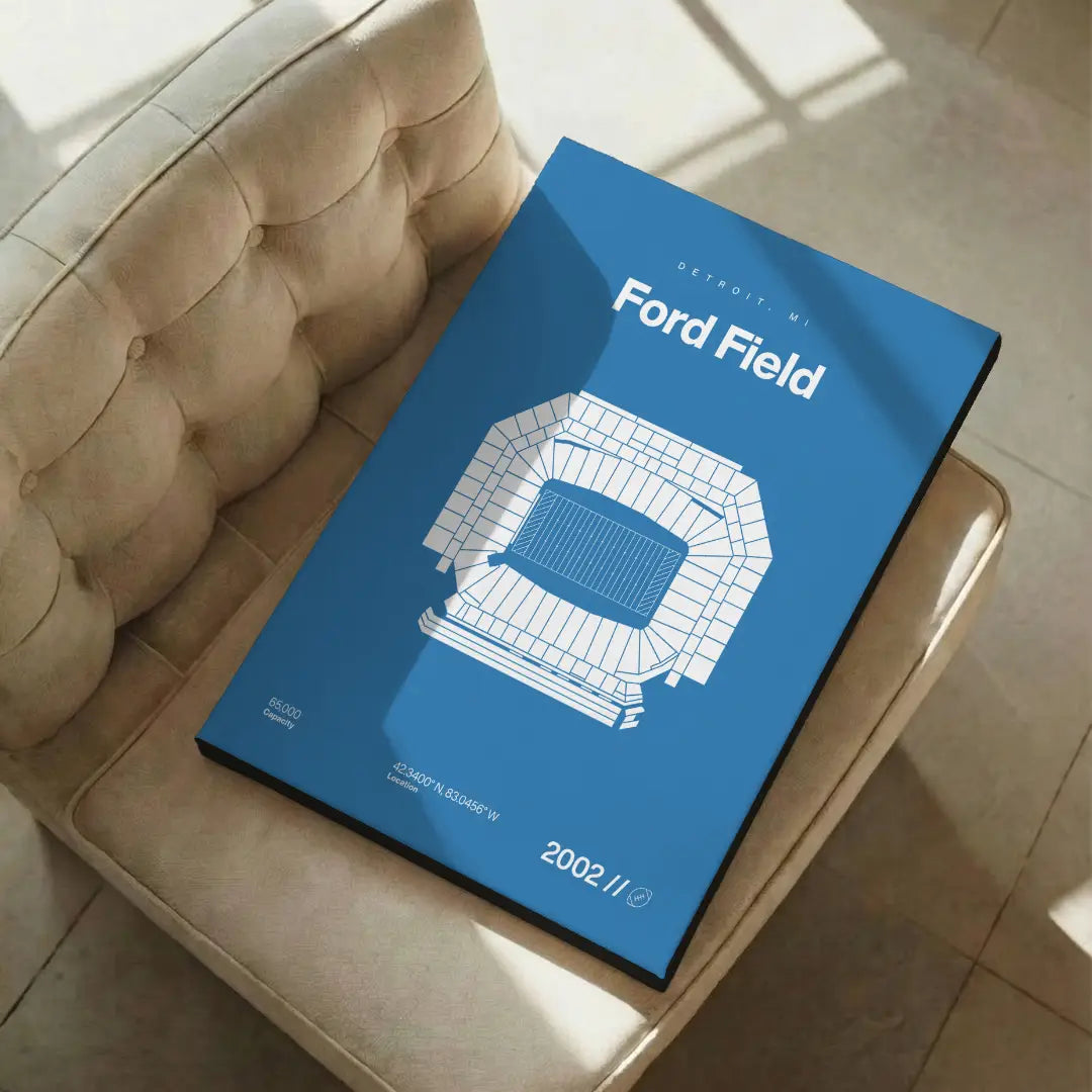 Detroit Football Stadium Bold Canvas Art