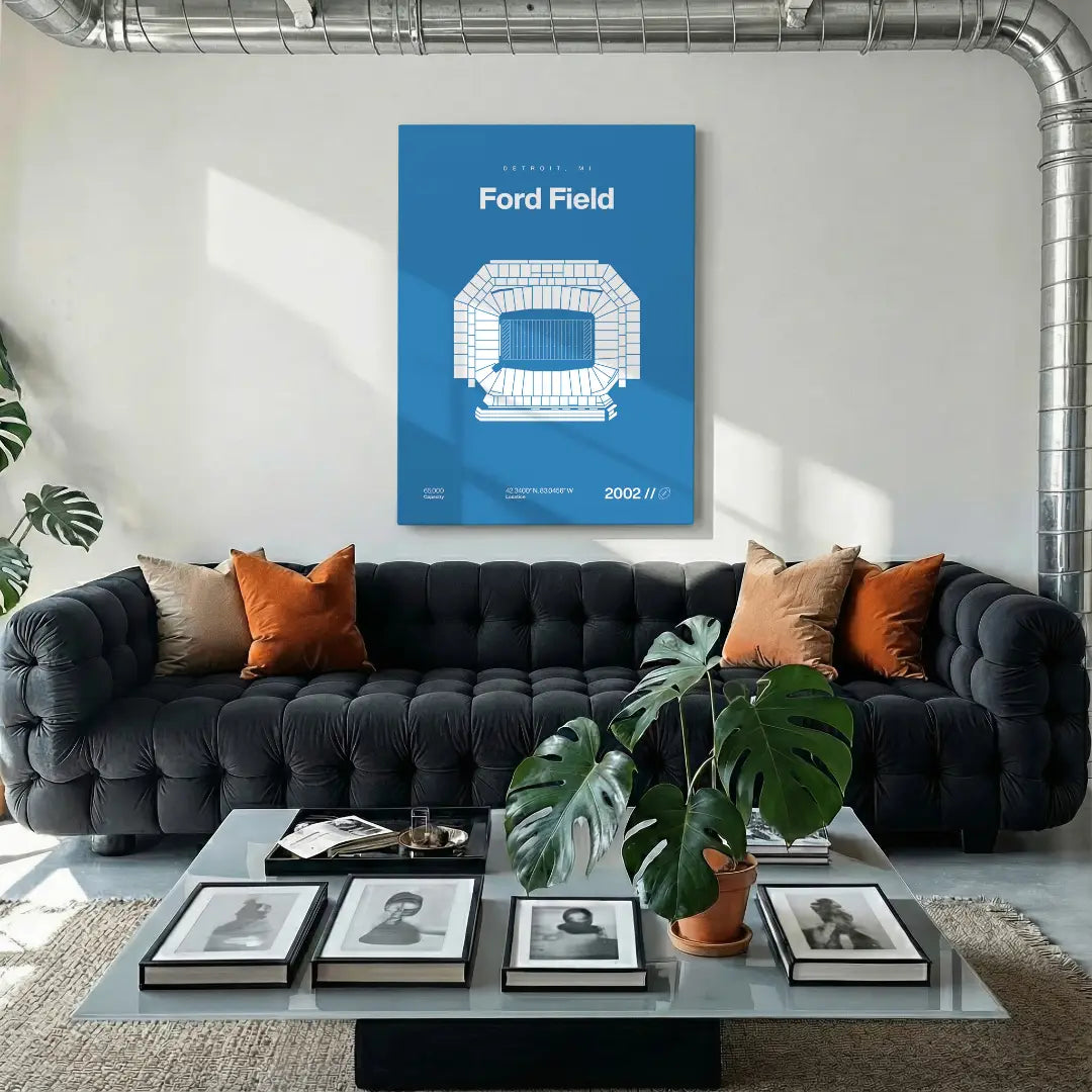 Detroit Football Stadium Bold Canvas Art