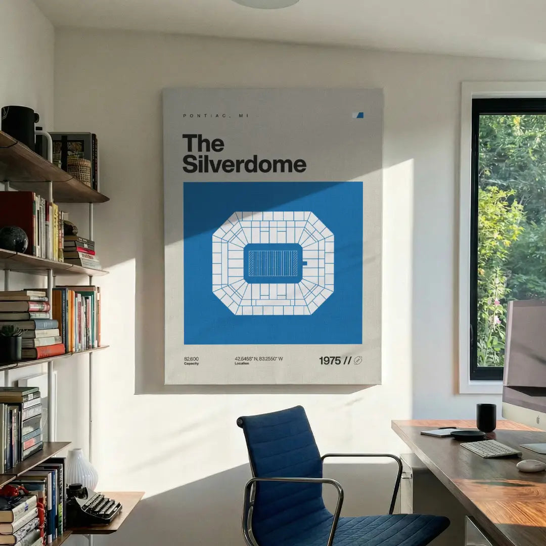 Detroit Football Retro Stadium Canvas Art