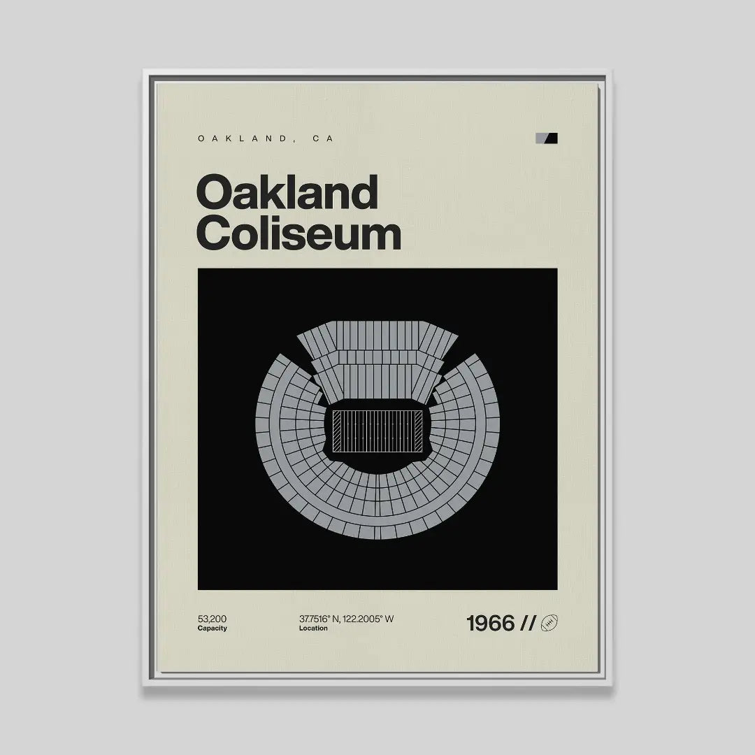 Oakland Football Retro Stadium Canvas Art