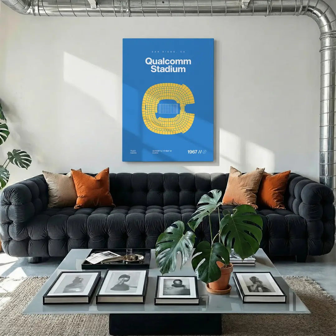 San Diego Football Retro Stadium Bold Canvas Art