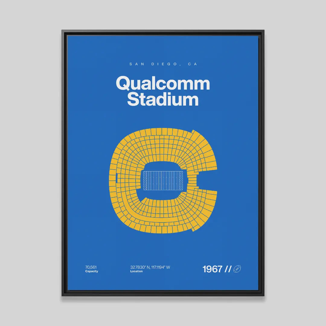 San Diego Football Retro Stadium Bold Canvas Art