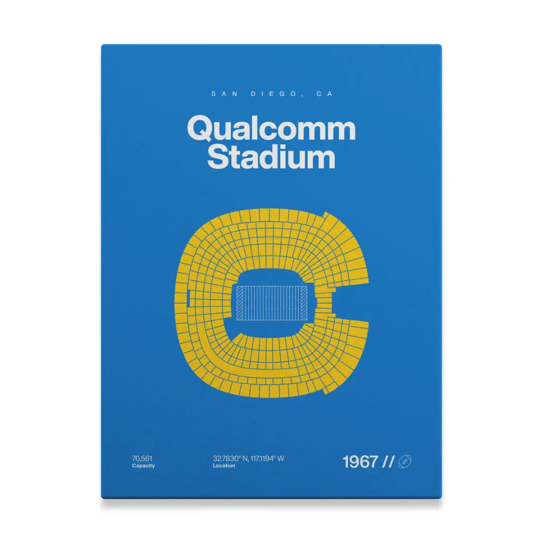 San Diego Football Retro Stadium Bold Canvas Art