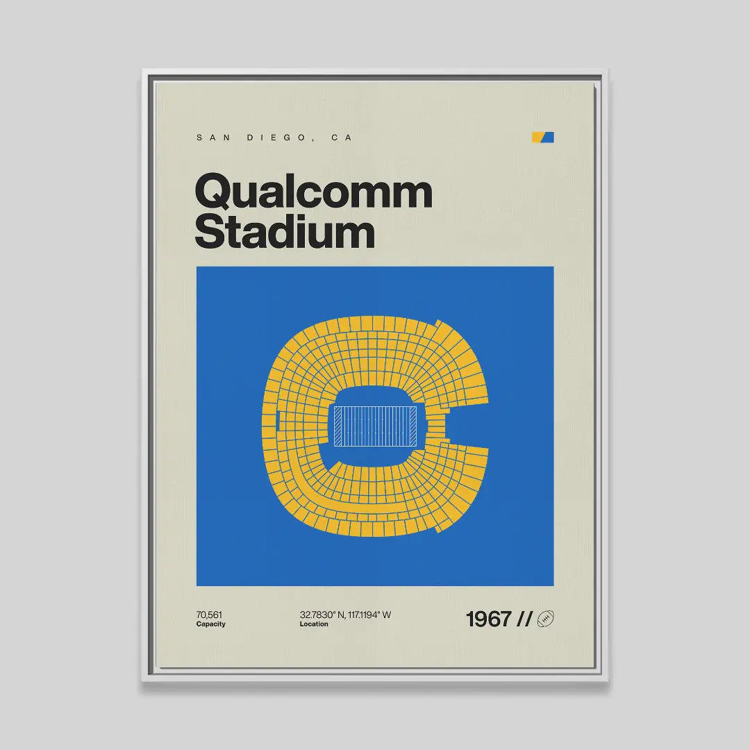 San Diego Football Retro Stadium Canvas Art
