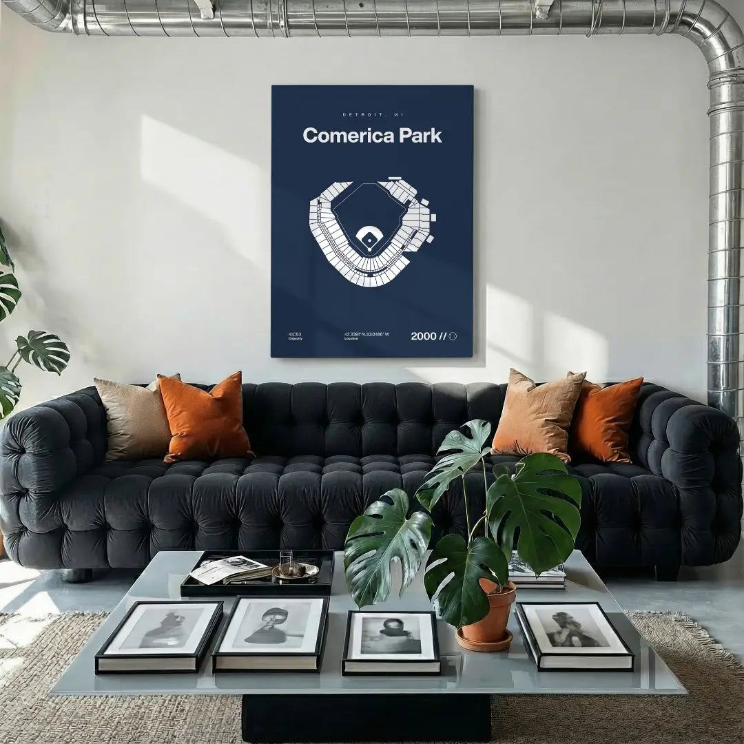 Detroit Baseball Stadium Bold Canvas Art