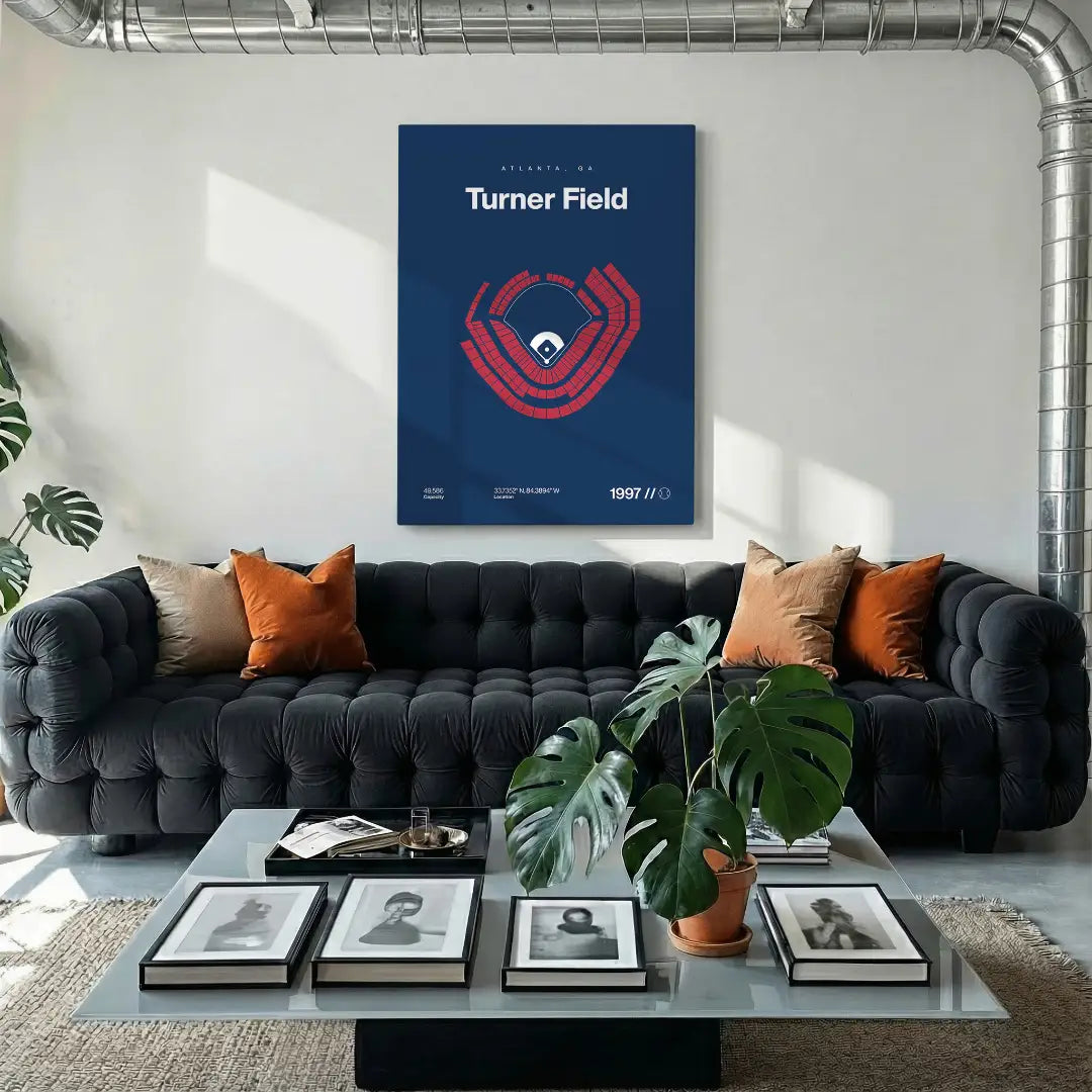 Atlanta Baseball Retro Stadium Bold Canvas Art