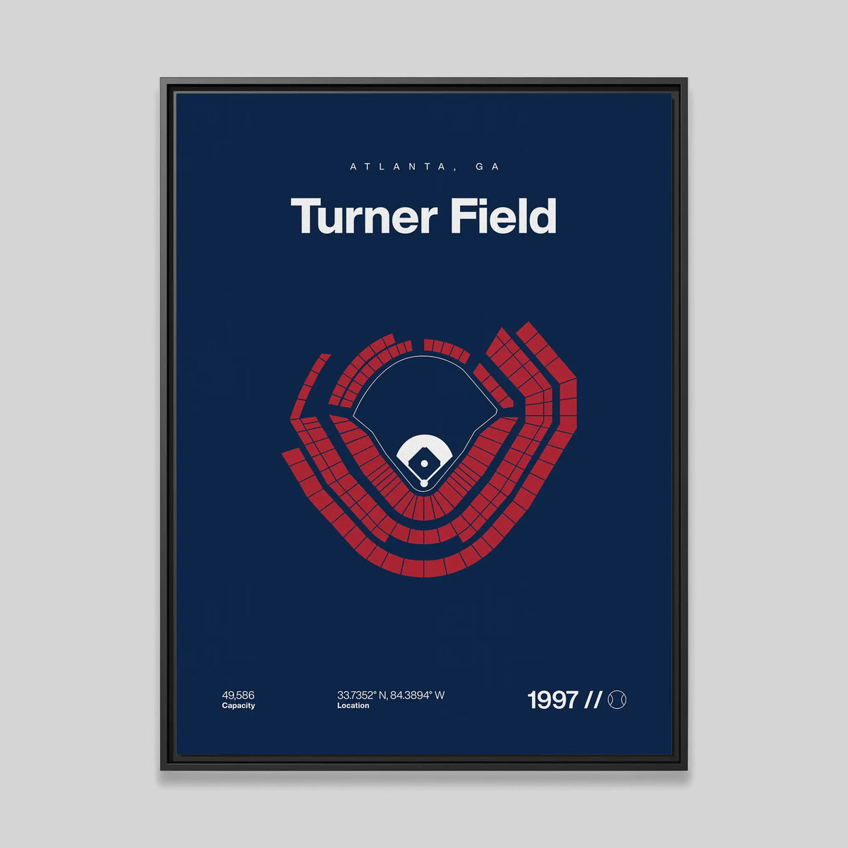 Atlanta Baseball Retro Stadium Bold Canvas Art