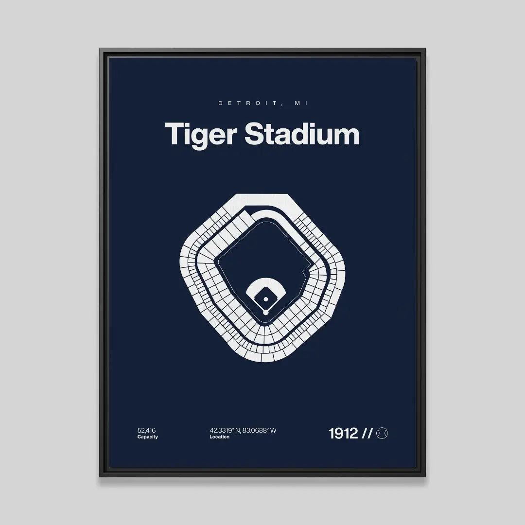 Detroit Baseball Retro Stadium Bold Canvas Art
