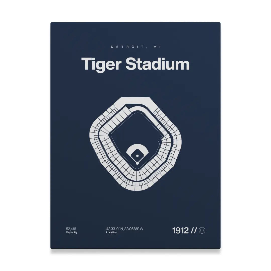 Detroit Baseball Retro Stadium Bold Canvas Art