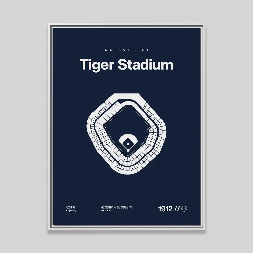Detroit Baseball Retro Stadium Bold Canvas Art