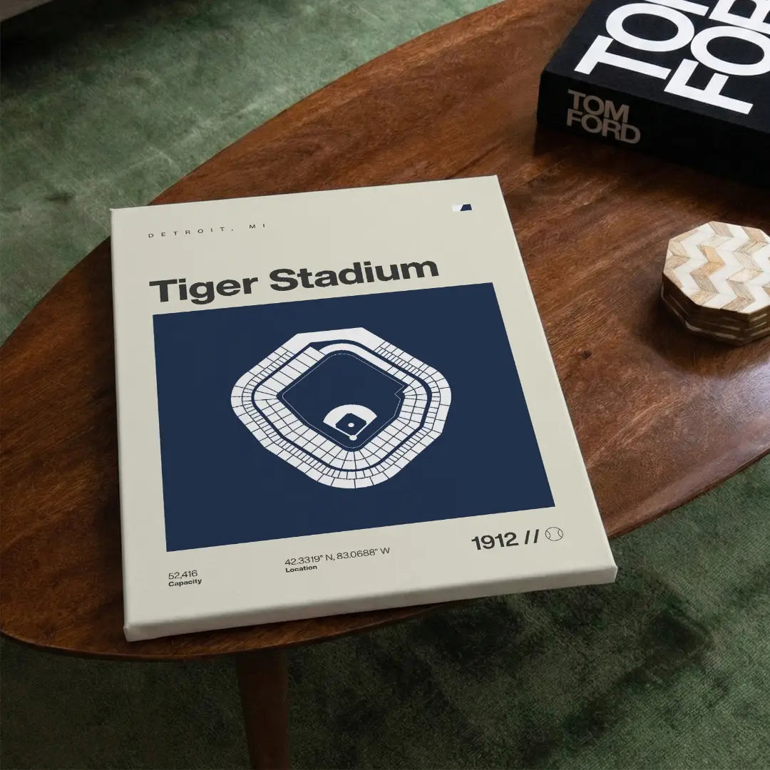 Detroit Baseball Retro Stadium Canvas Art