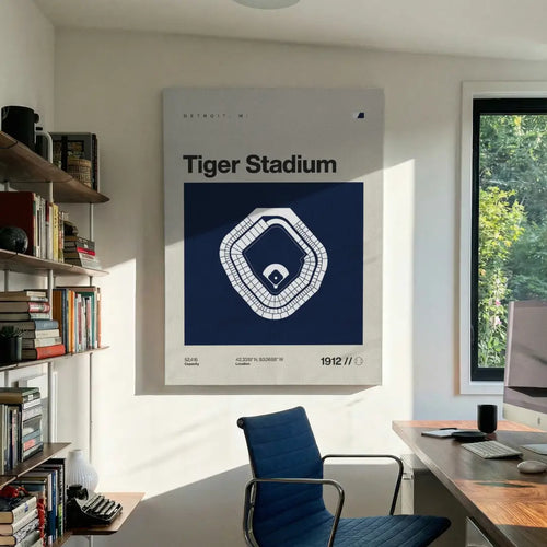 Detroit Baseball Retro Stadium Canvas Art