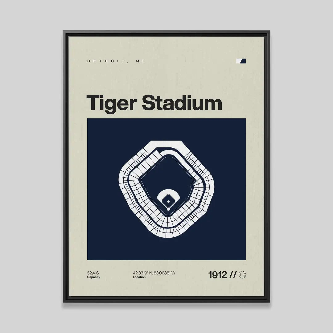 Detroit Baseball Retro Stadium Canvas Art