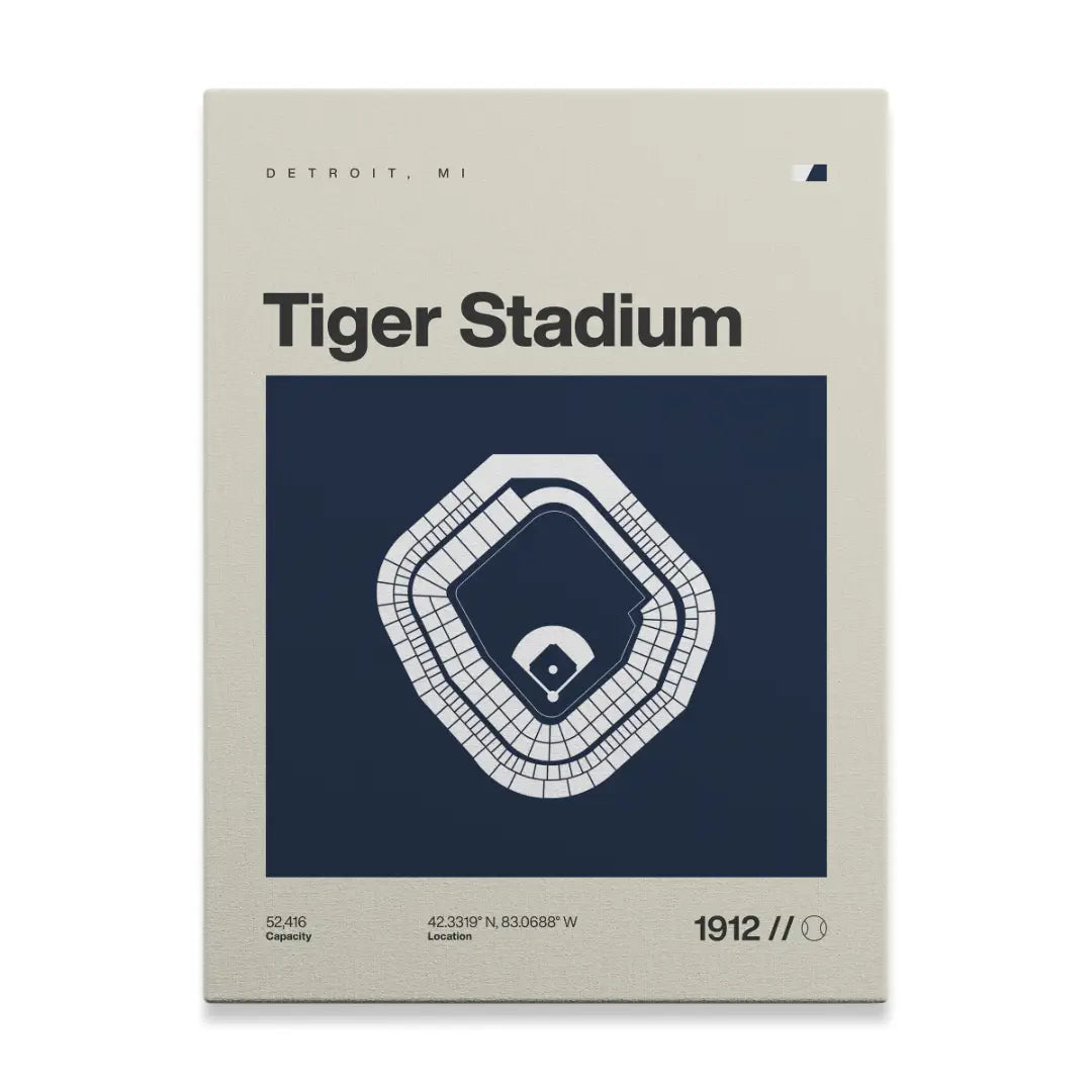 Detroit Baseball Retro Stadium Canvas Art