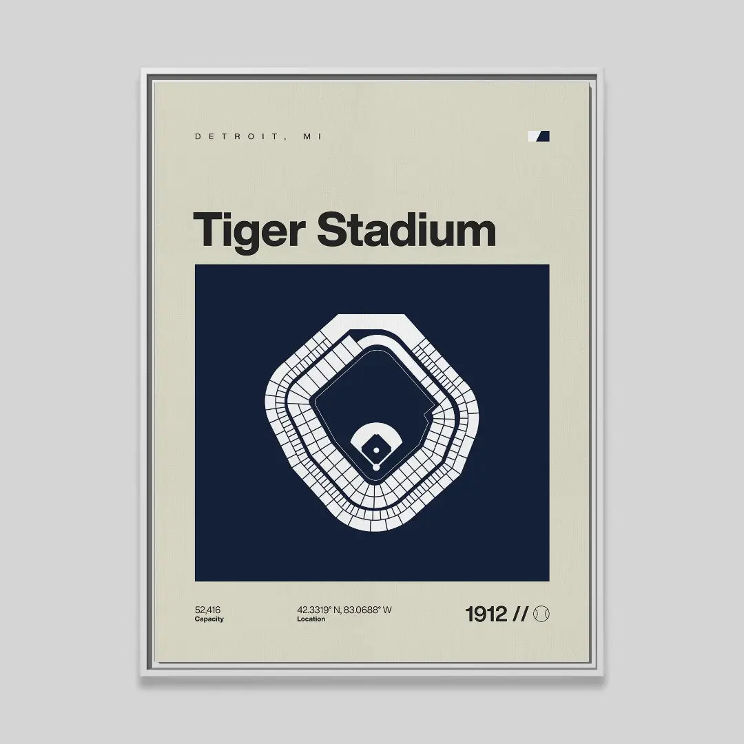 Detroit Baseball Retro Stadium Canvas Art