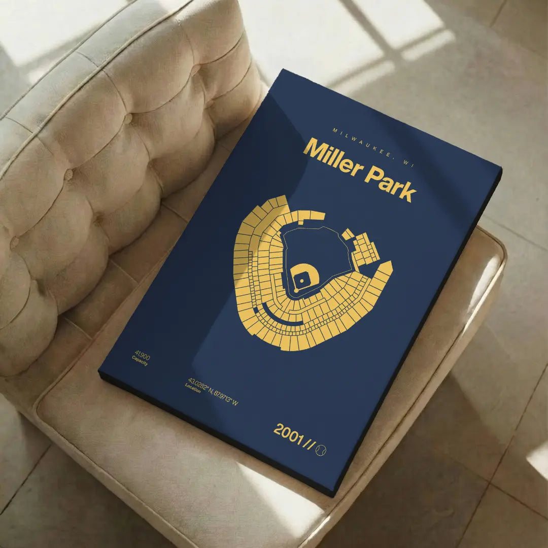 Milwaukee Baseball Retro Stadium Bold Canvas Art