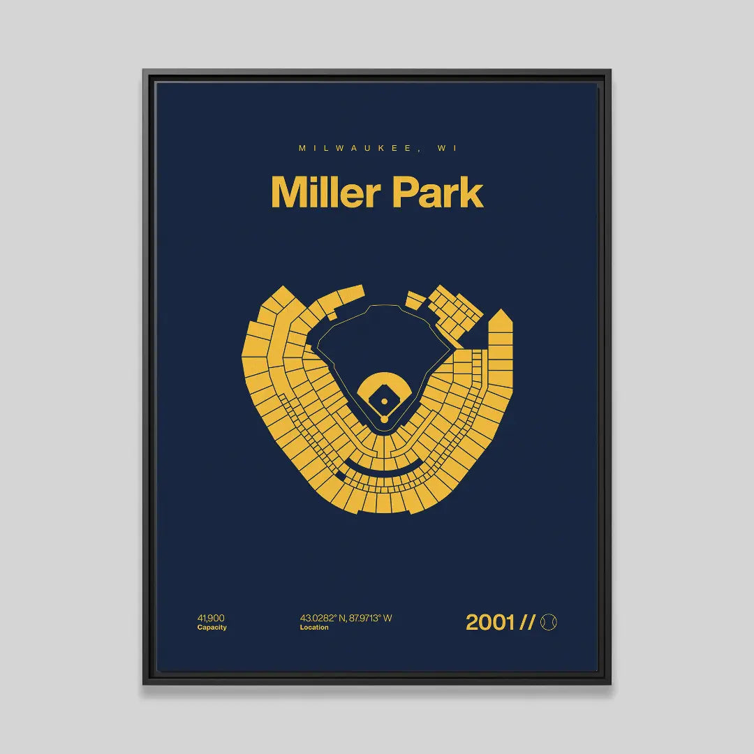 Milwaukee Baseball Retro Stadium Bold Canvas Art