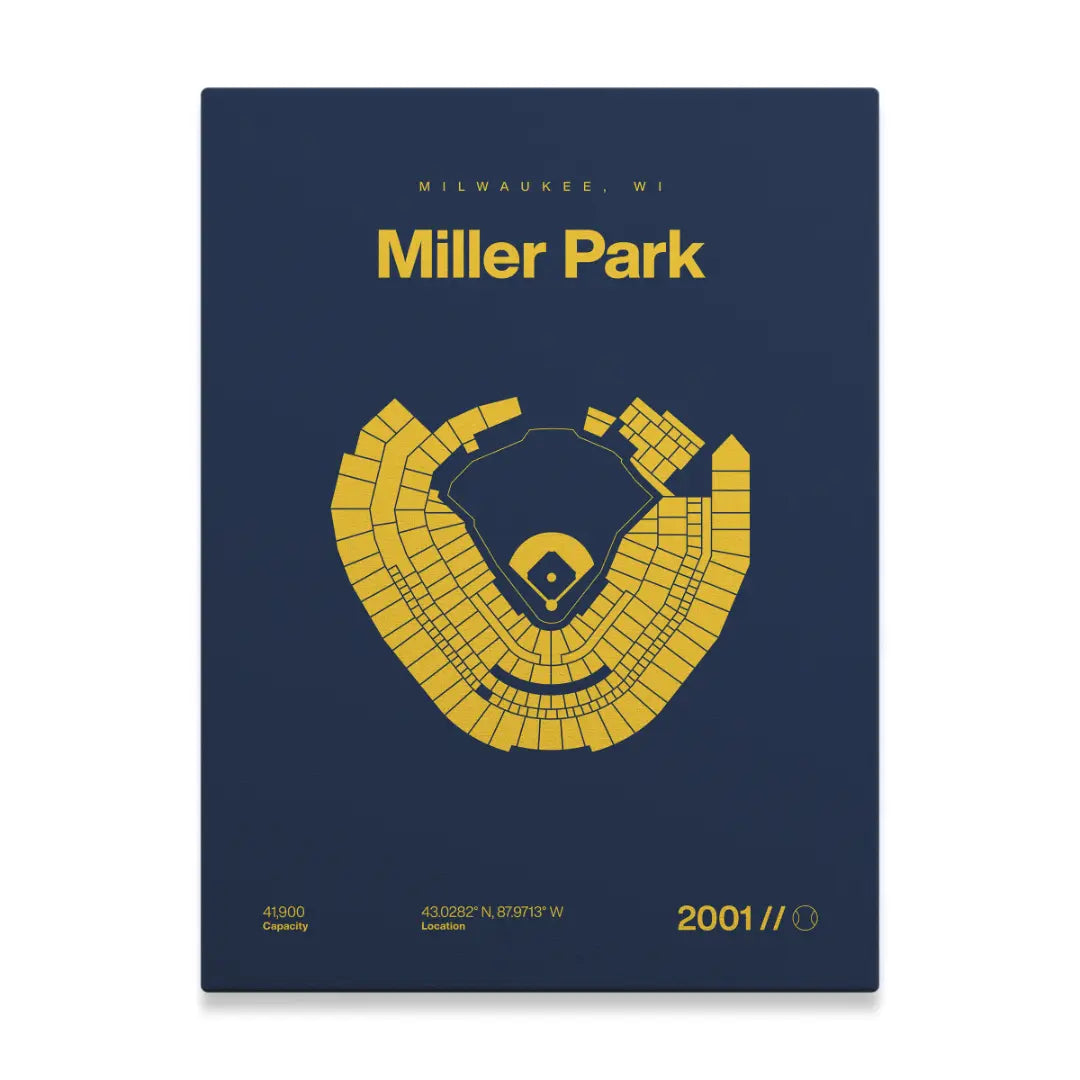 Milwaukee Baseball Retro Stadium Bold Canvas Art