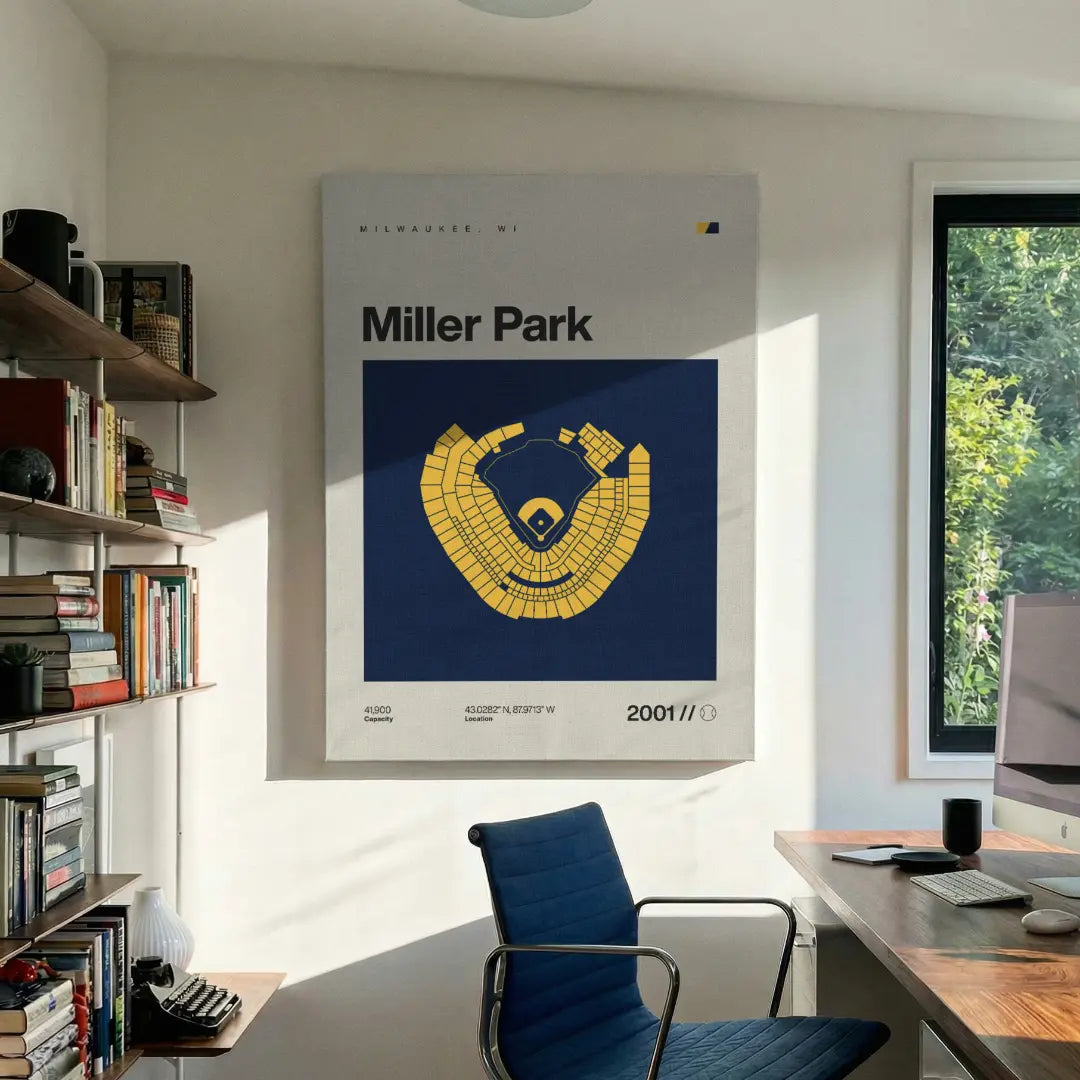 Milwaukee Baseball Retro Stadium Canvas Art
