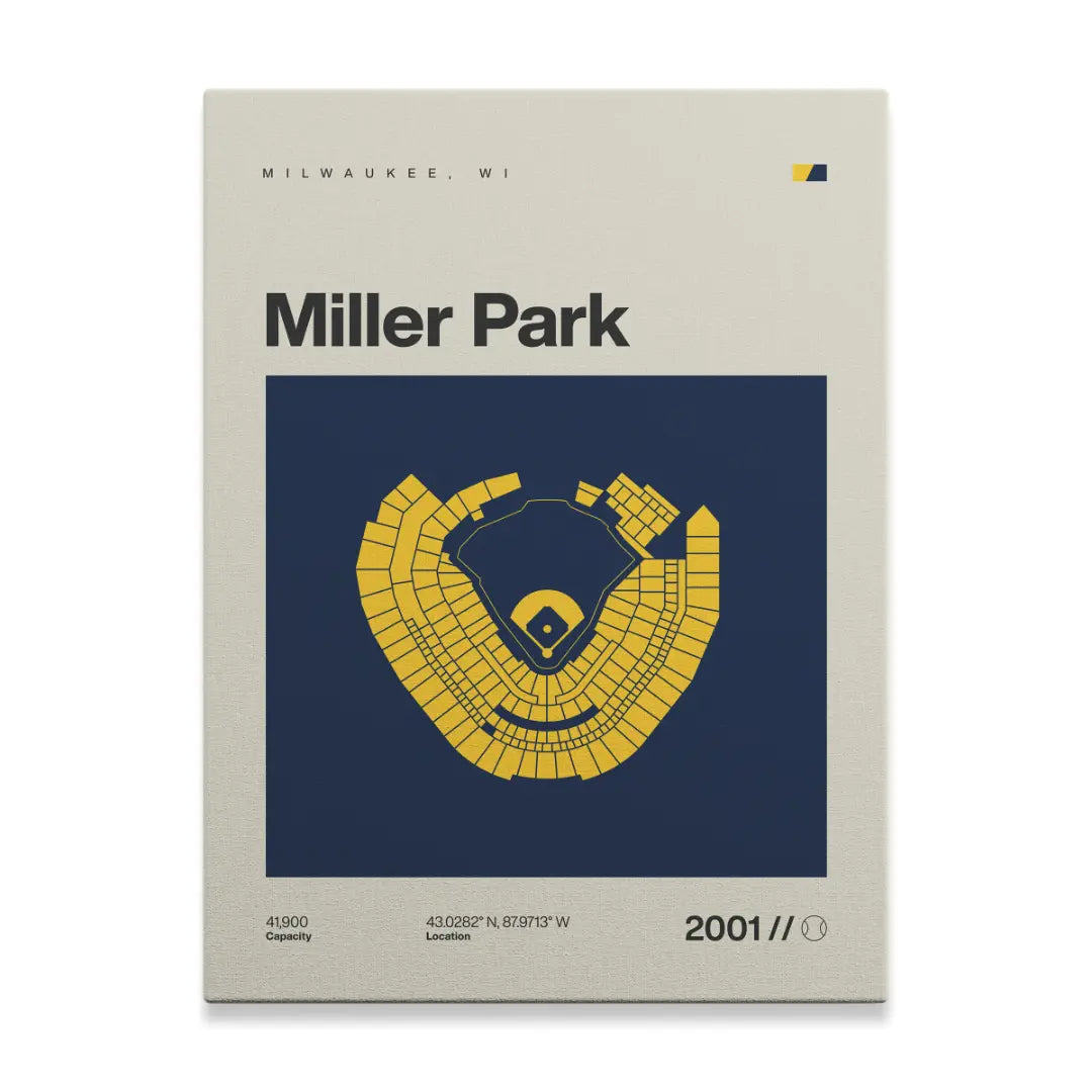 Milwaukee Baseball Retro Stadium Canvas Art