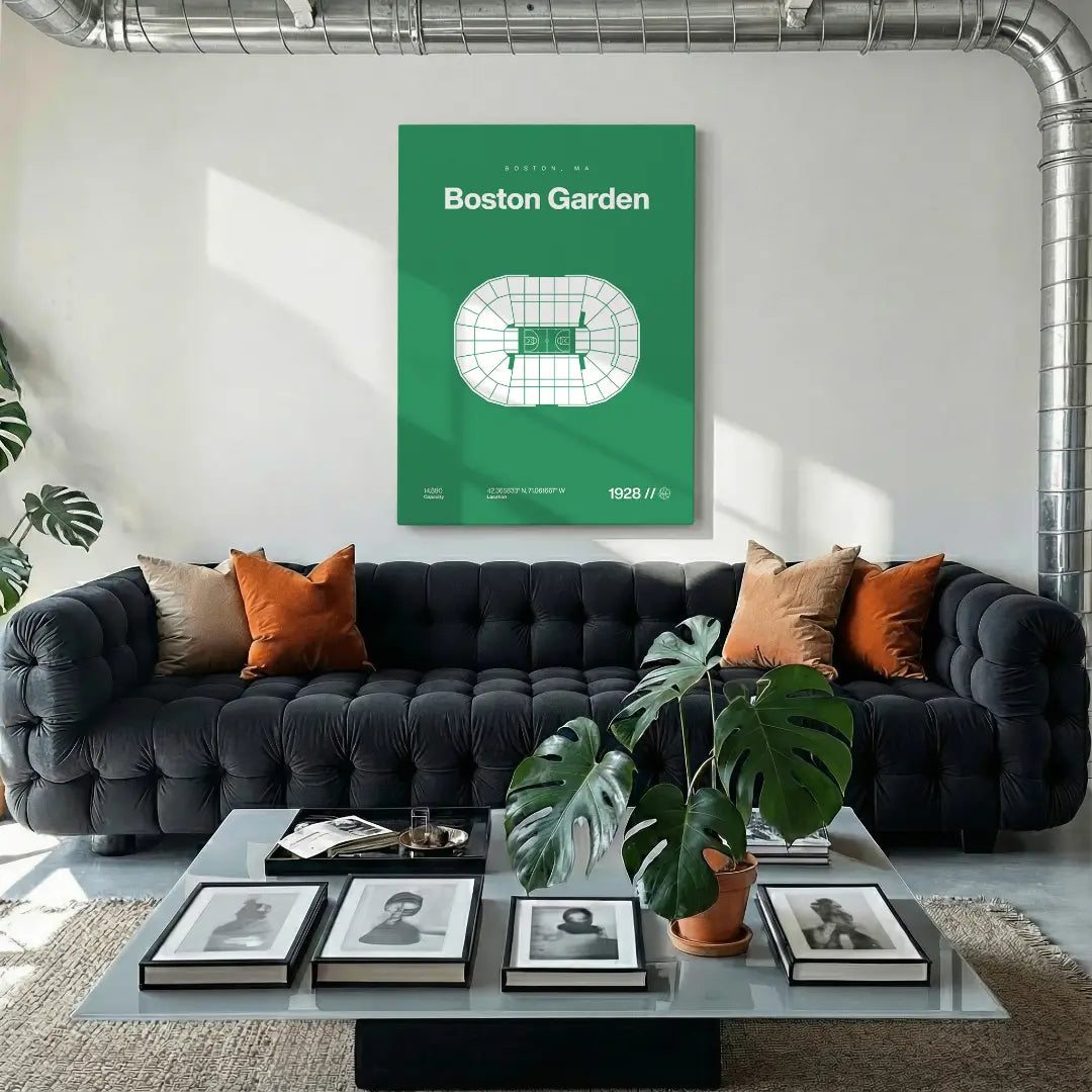 Boston Basketball Retro Arena Bold Canvas Art