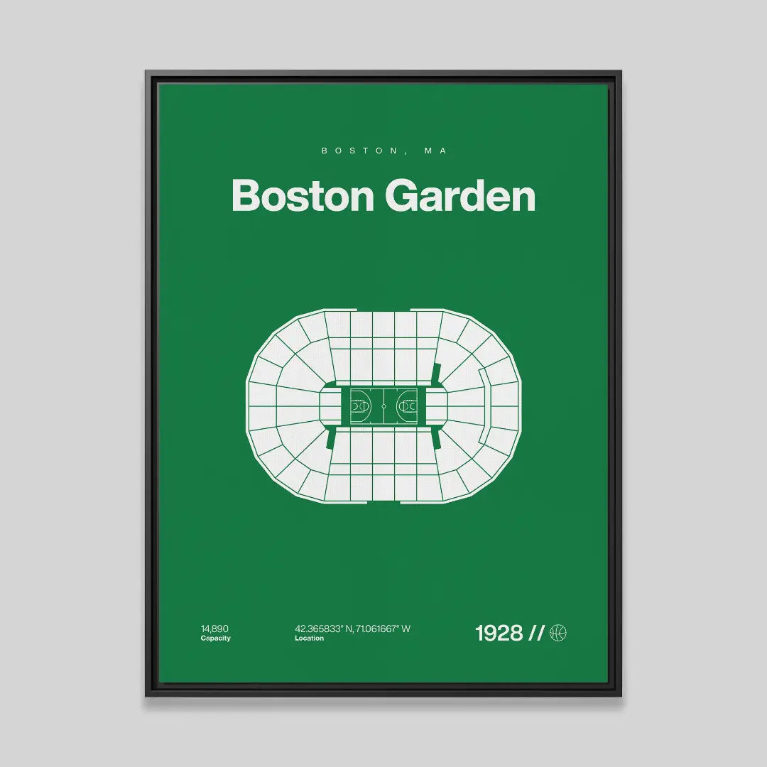Boston Basketball Retro Arena Bold Canvas Art