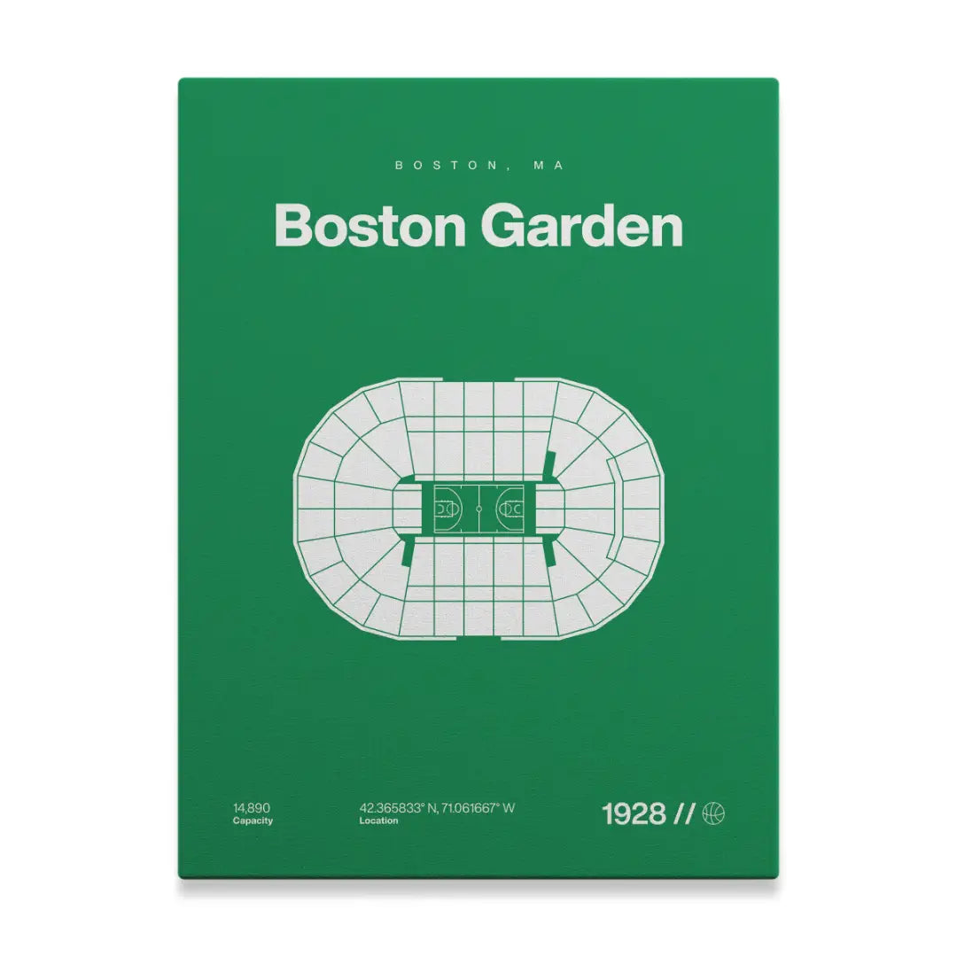 Boston Basketball Retro Arena Bold Canvas Art