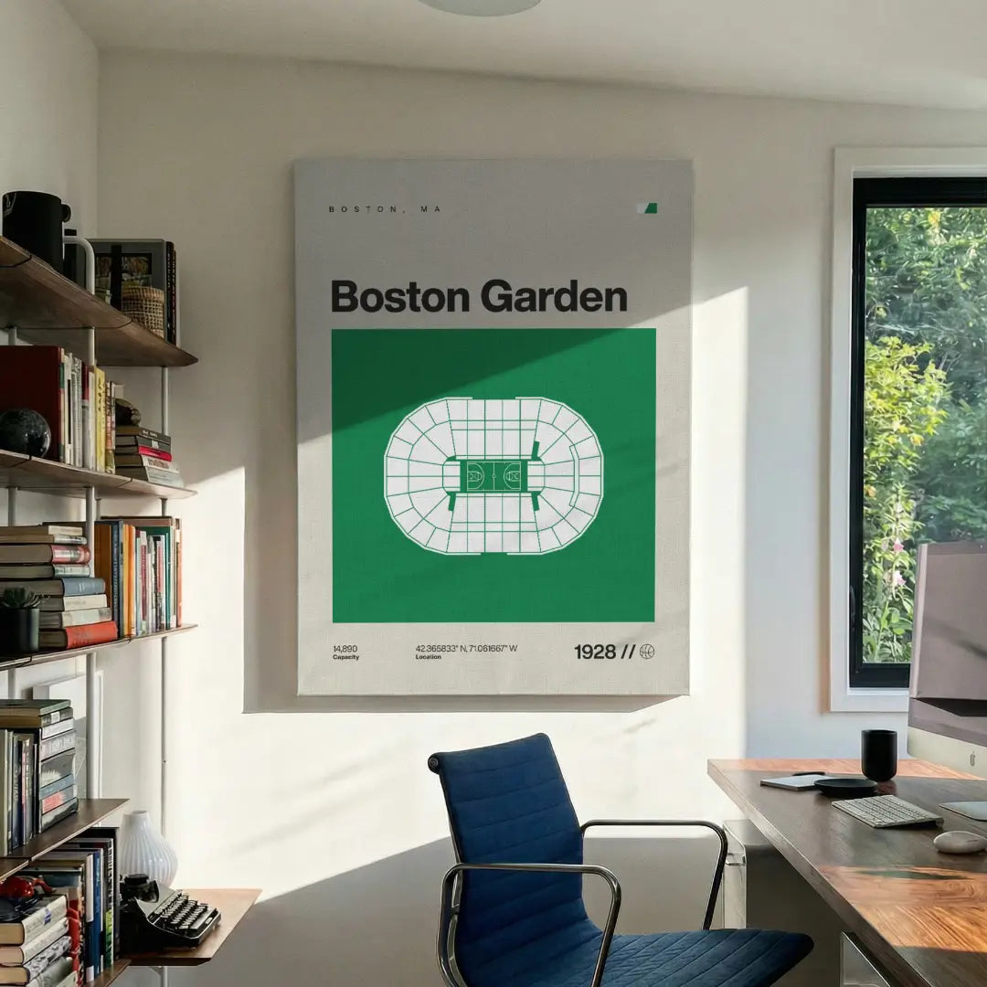 Boston Basketball Retro Arena Canvas Art